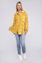 Load image into Gallery viewer, Wrinkle Effect Tiered Shirring Mustard Velvet Shirt