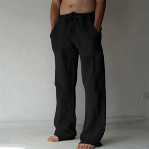 Men's White Lightweight Linen Drawstring Pants