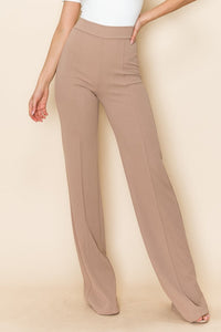 Casual Work Style Soft Pink High Waist Pants