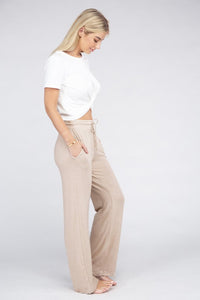 Casual Beige Cozy Terry Lounge Pants