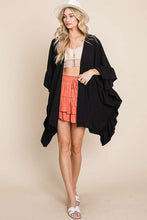 Load image into Gallery viewer, Black Wide Sleeves Ruffle Kimono Cardigan