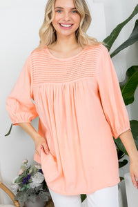 White Pinktuck Detail Tunic Blouses Top