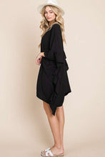 Load image into Gallery viewer, Black Wide Sleeves Ruffle Kimono Cardigan