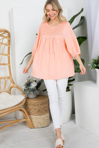 White Pinktuck Detail Tunic Blouses Top