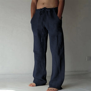 Men's Khaki Lightweight Linen Drawstring Pants