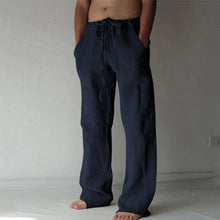 Load image into Gallery viewer, Men&#39;s Black Lightweight Linen Drawstring Pants