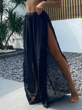 Load image into Gallery viewer, Black Linen Side Slit Wide Leg Pants