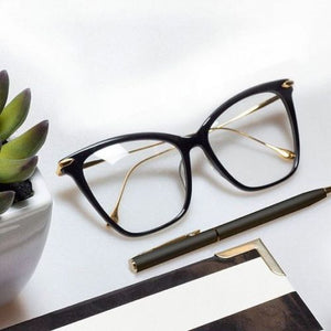 Vintage Style Retro Clear Gold Metal Side Clear Glasses