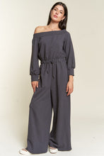 Load image into Gallery viewer, Plus Size Grey One Shoulder Terry Knit Jumpsuit