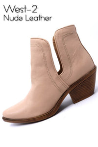 Soft Leather Beige Western Style Booties