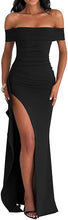 Load image into Gallery viewer, Elegant Black Off Shoulder Sleeveless Formal Dress