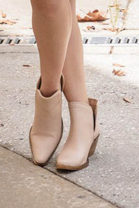 Soft Leather Beige Western Style Booties