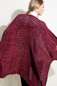 Cardigan Burgundy Cape Poncho