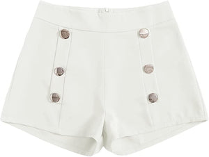 Summer Chic Gold Button High Plum Waist Shorts