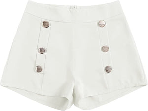 Summer Chic Gold Button High Blush Pink Waist Shorts