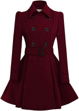 Load image into Gallery viewer, Margarette Black Wool Swing Double Breasted Pea Coat