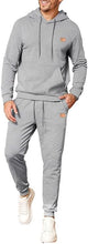 Load image into Gallery viewer, Men&#39;s Textured Brown Drawstring Hoodie Long Sleeve 2pc Sweatsuit