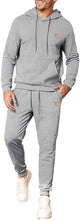 Load image into Gallery viewer, Men&#39;s Textured Taupe Drawstring Hoodie Long Sleeve 2pc Sweatsuit