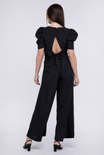 Load image into Gallery viewer, Black Elegant V Neck Puff Sleeve Jumpsuit