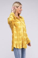 Load image into Gallery viewer, Wrinkle Effect Tiered Shirring Mustard Velvet Shirt