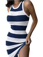Load image into Gallery viewer, Modern Striped Sleeveless Midi Dress