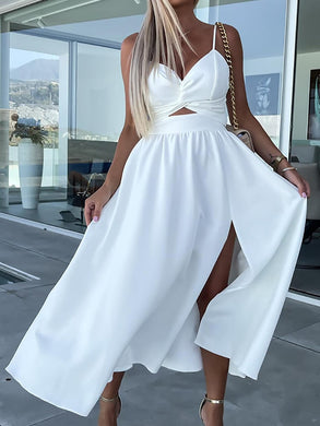 Anabella White Cut Out Sleeveless Maxi Dress