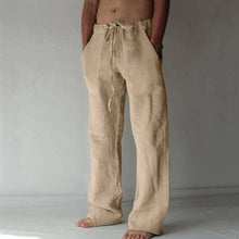 Load image into Gallery viewer, Men&#39;s Black Lightweight Linen Drawstring Pants