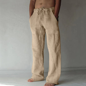 Men's Black Lightweight Linen Drawstring Pants