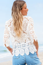 Load image into Gallery viewer, White Bohemian Lace Crochet Half Sleeve Blouse