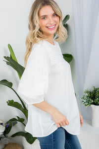 White Pinktuck Detail Tunic Blouses Top