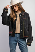 Load image into Gallery viewer, Embroidered Black Wash Cotton Jacket