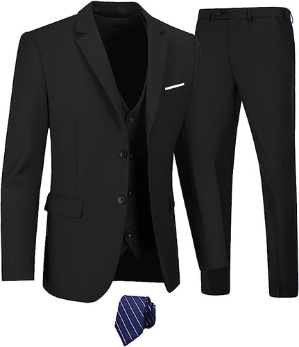 The Modern Man Black Slim Fit 3pc Formal Dress Blazer & Pants Suit