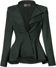 Load image into Gallery viewer, Business Chic Mint Peplum Style Long Sleeve Lapel Blazer