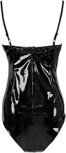 Load image into Gallery viewer, Black Faux Shiny Leather Bodysuit