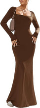 Load image into Gallery viewer, Comfort Knit Khaki Long Sleeve Fishtail Maxi Dress