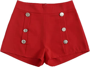 Summer Chic Gold Button High Plum Waist Shorts