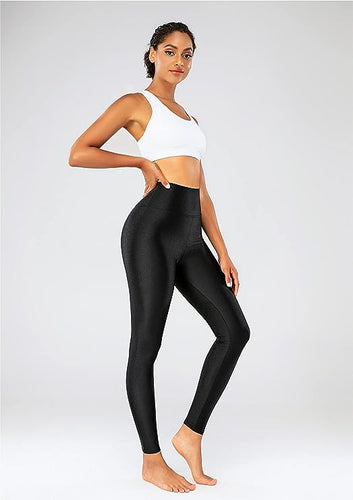 High Waist Shiny Black Stretch Leggings