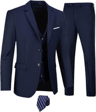 Load image into Gallery viewer, The Modern Man Black Slim Fit 3pc Formal Dress Blazer &amp; Pants Suit