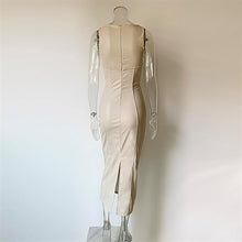 Load image into Gallery viewer, Modern Faux Leather Sleeveless Beige Maxi Dress