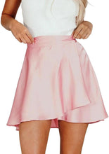 Load image into Gallery viewer, Luxury Satin Silk Wrap Pink Mini Skirt