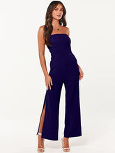 Load image into Gallery viewer, St. Thomas Black Strapless Side Slit Jumpsuit