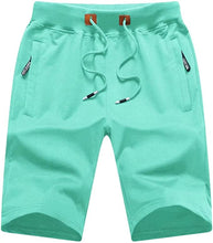 Load image into Gallery viewer, Men&#39;s Summer Style Turquoise Drawstring Shorts