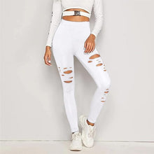 Load image into Gallery viewer, Distressed Knit White Stretch Leggings
