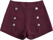 Load image into Gallery viewer, Summer Chic Gold Button High Plum Waist Shorts