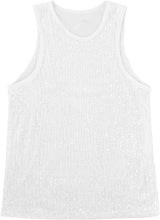 Load image into Gallery viewer, Men&#39;s White Sleeveless Sequin Tank Top Shirt