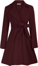 Load image into Gallery viewer, Sophisticated Red Long Sleeve Belted Trench Coat