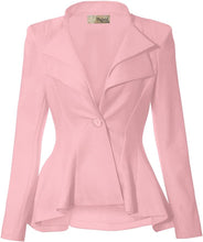 Load image into Gallery viewer, Business Chic Mauve Pink Peplum Style Long Sleeve Lapel Blazer