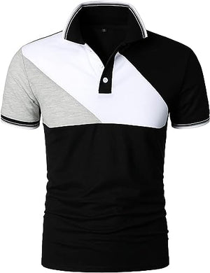 Men's Stylish Black & White Short Sleeve Polo Shirt