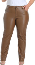 Load image into Gallery viewer, Plus Size Pink Faux Leather Pocketed Pants