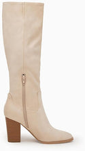 Load image into Gallery viewer, Beige Wide Calf Square Heel Knee High Boots